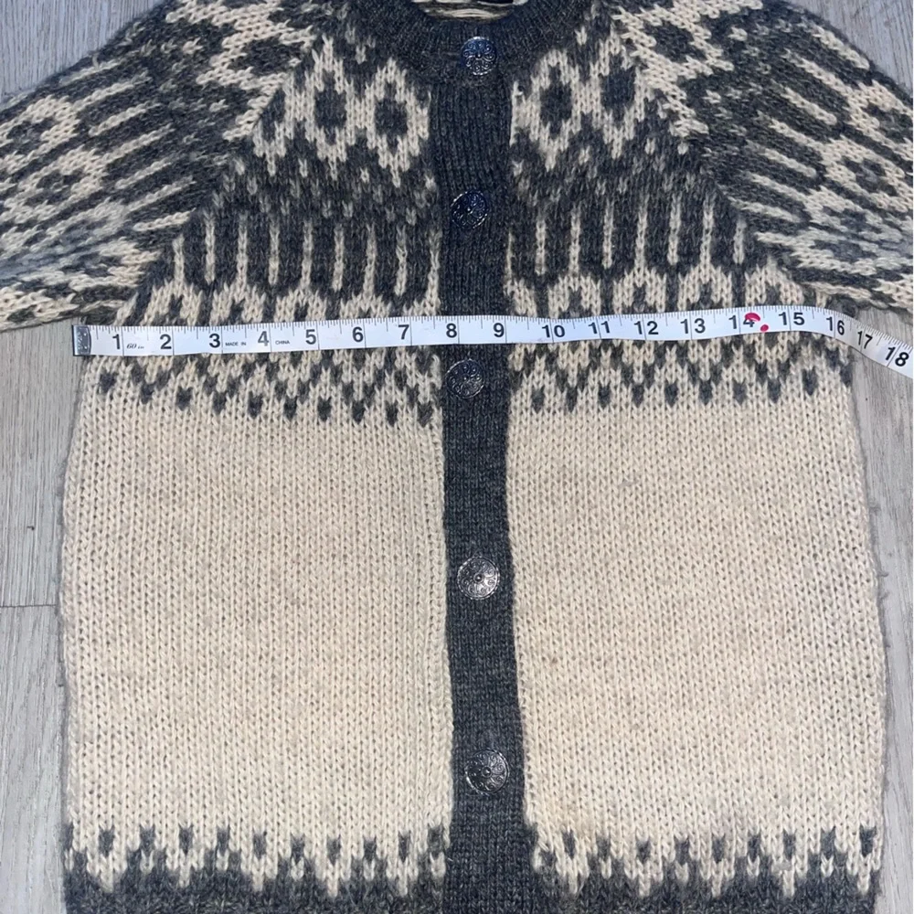 Vintage Nordic Pure Wool cardigan, handmade in Scotland Small